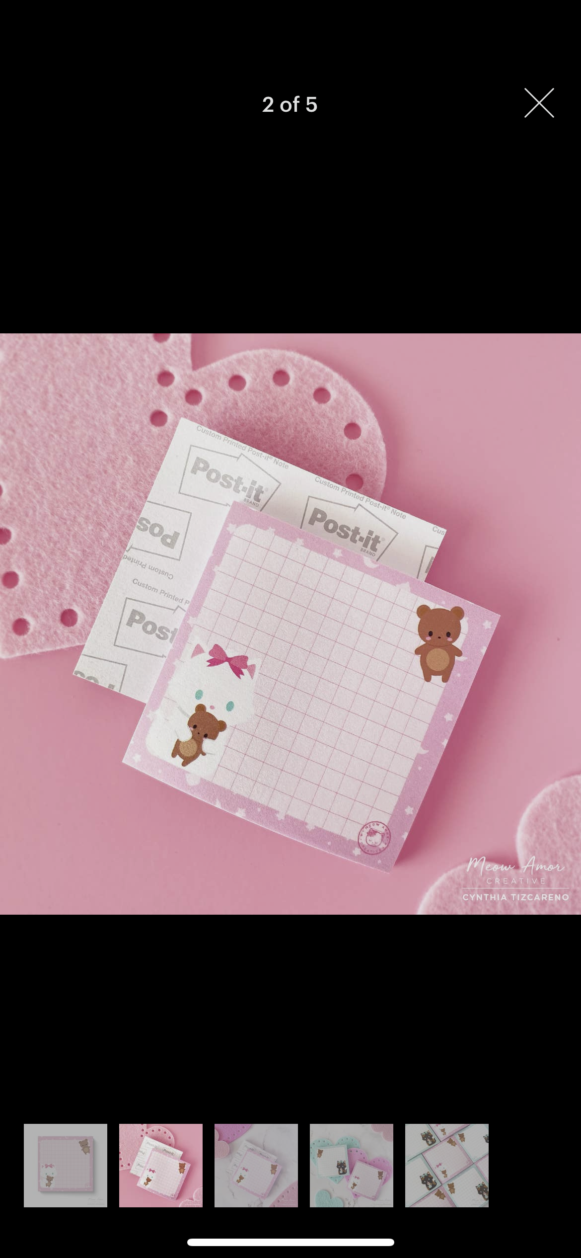 White Kitten Pink Grid Sticky Notes