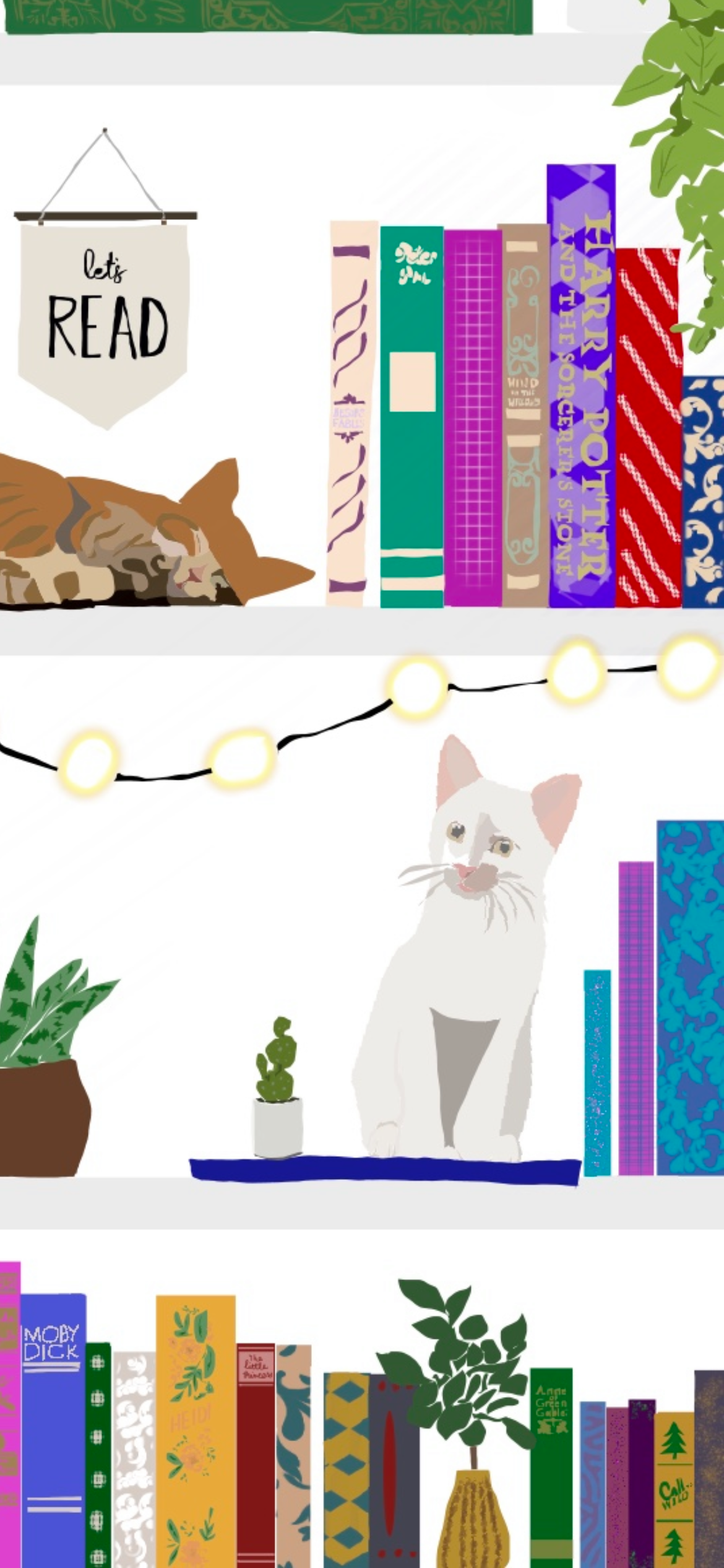 Classics & Cats Bookshelf Bookmark