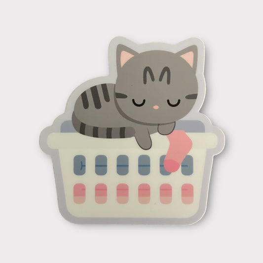 Sleepy Cat Laundry Vinyl Sticker