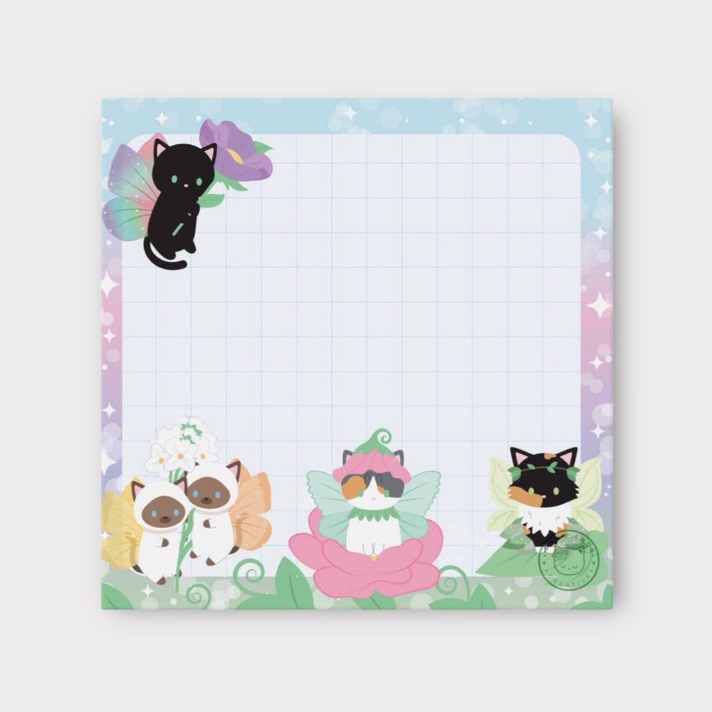 Magical Fairy Cats Grid Sticky Notes