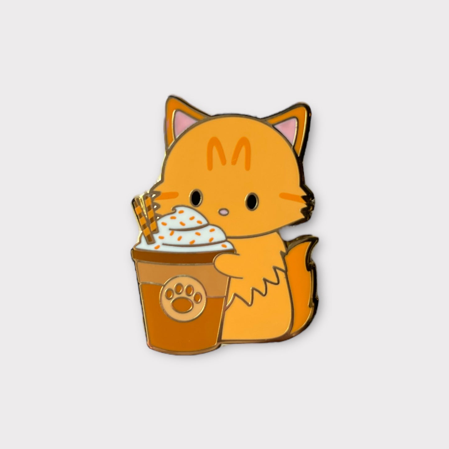 Orange Tabby Cat Pumpkin Spice Enamel Pin