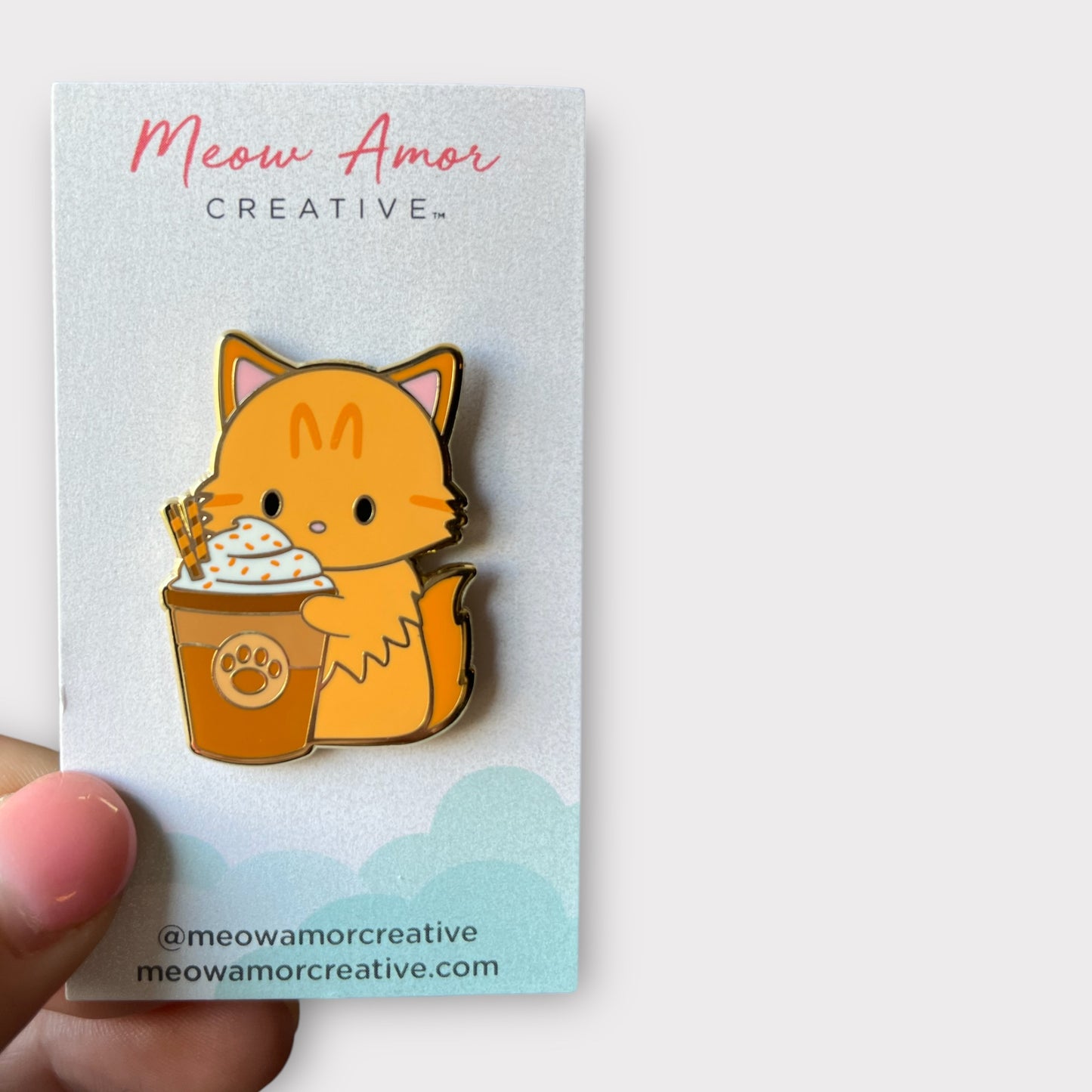 Orange Tabby Cat Pumpkin Spice Enamel Pin