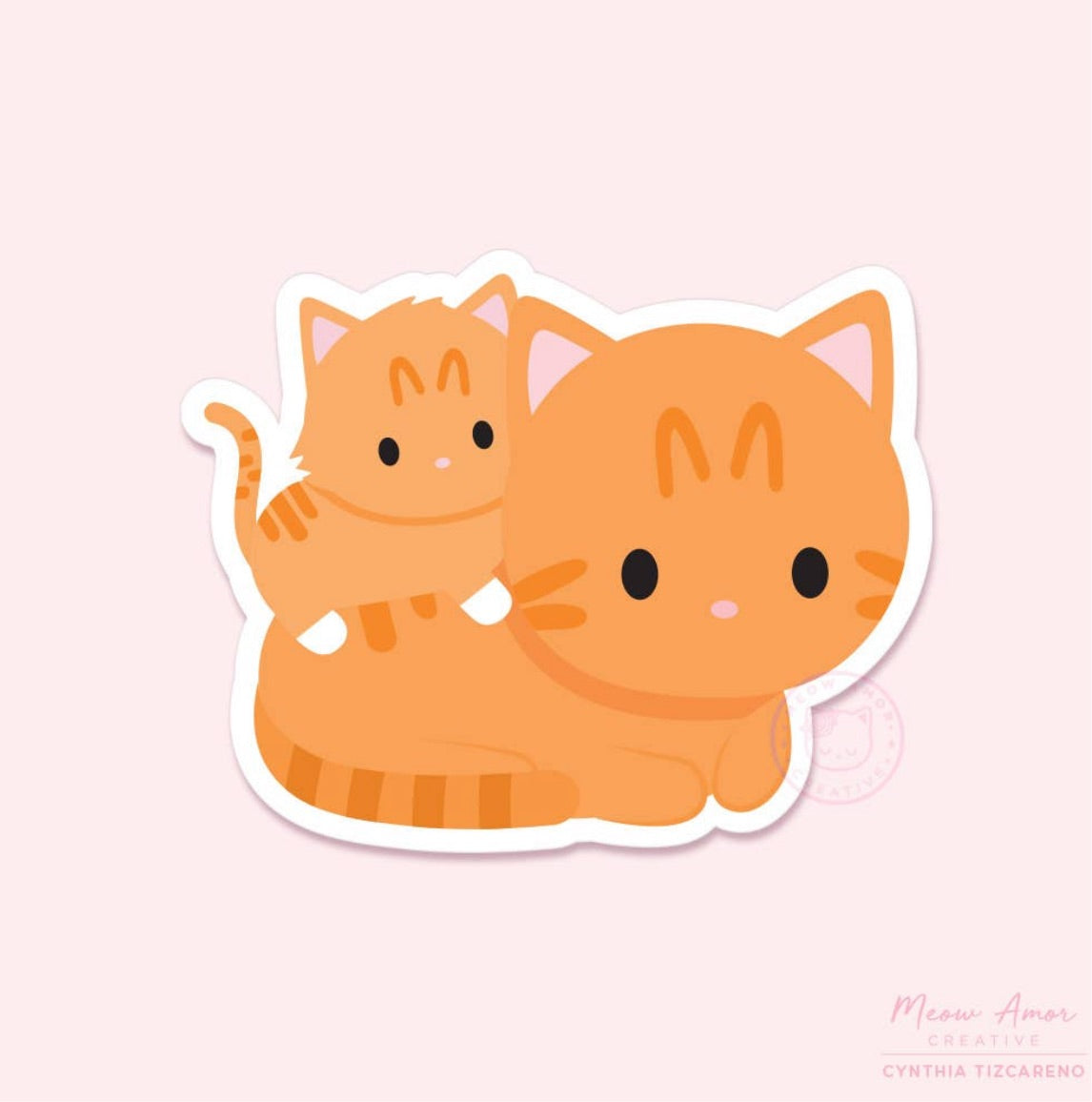 Orange Tabby Kitten and Mom Vinyl Stickers