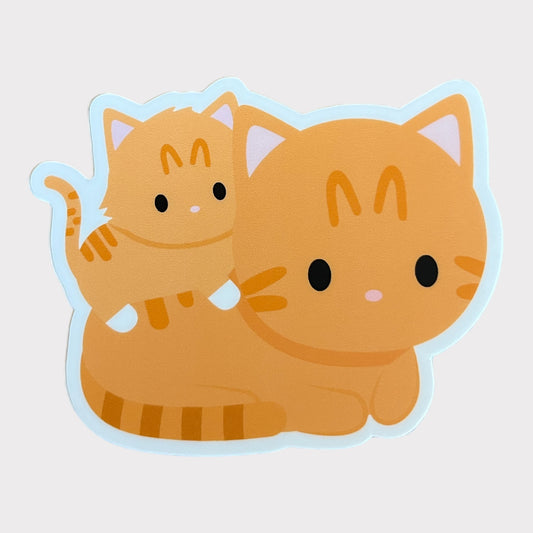 Orange Tabby Kitten and Mom Vinyl Stickers