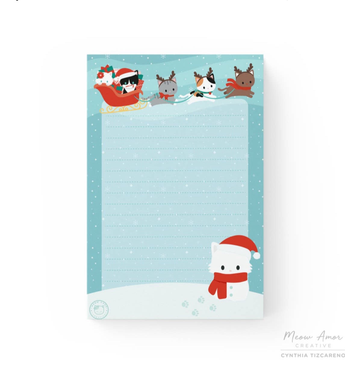 Santa Claws Sleigh Lined Notepad