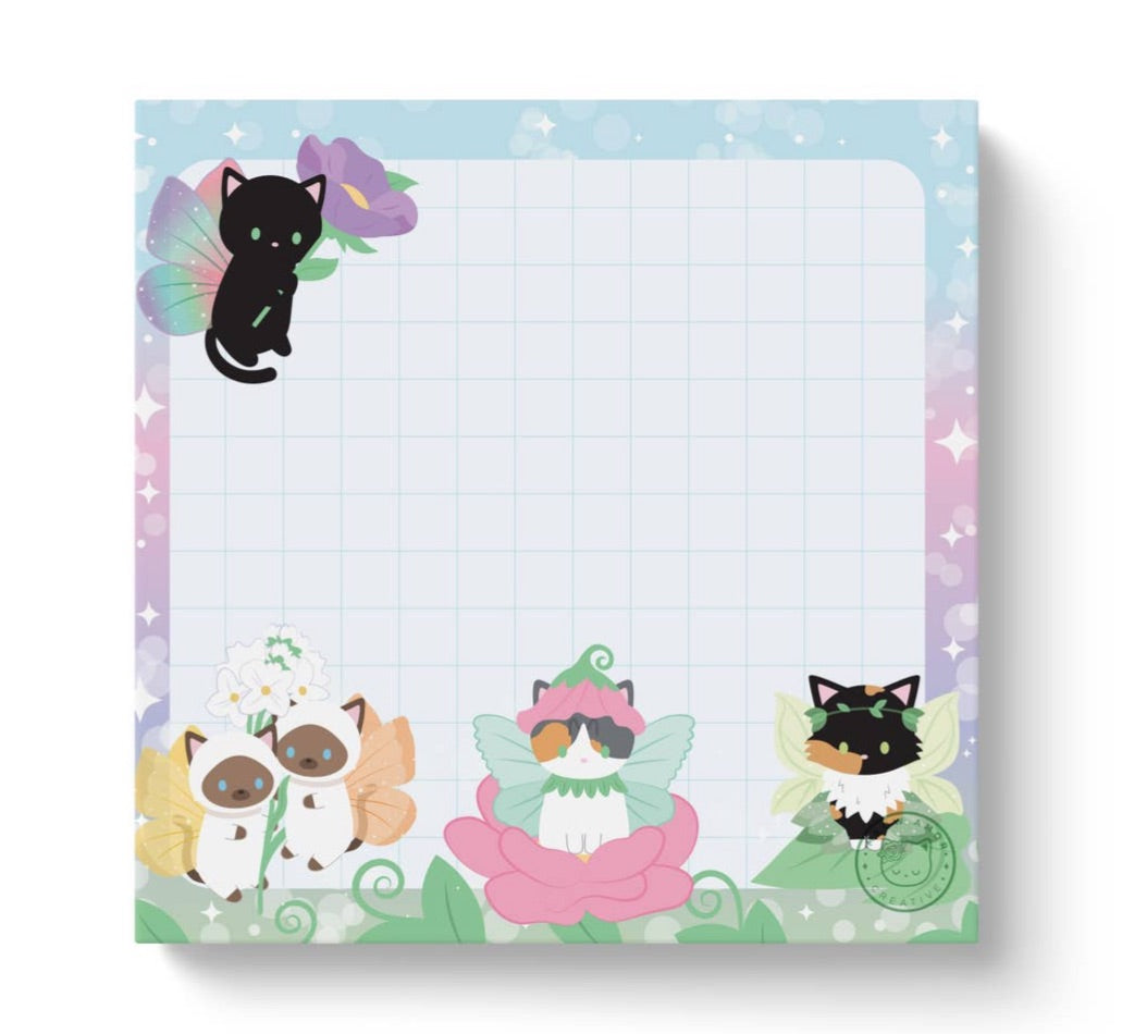 Magical Fairy Cats Grid Sticky Notes