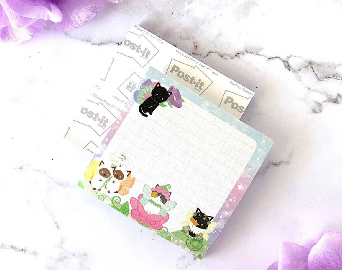 Magical Fairy Cats Grid Sticky Notes