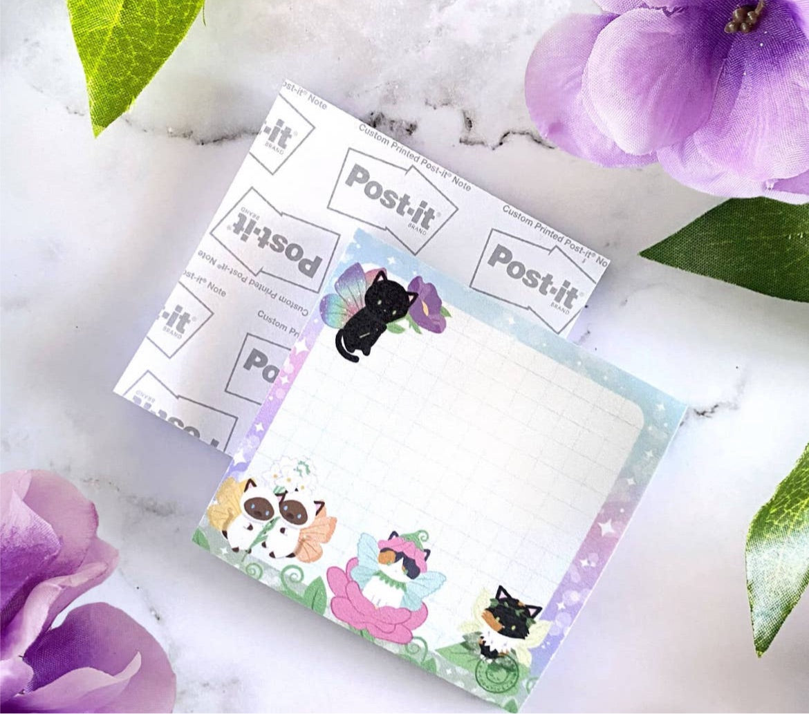 Magical Fairy Cats Grid Sticky Notes