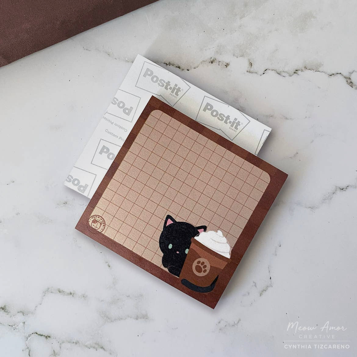 Coffee Black Cat Grid Sticky Notes